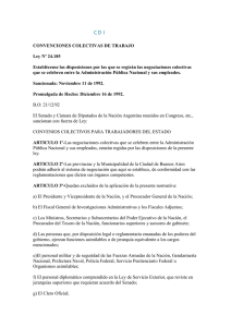 LEY 24185-92 CONVENCIONES COLECTIVAS DE TRABAJO