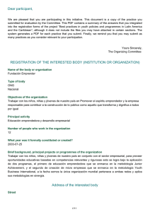Dear participant, REGISTRATION OF THE INTERESTED BODY