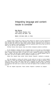 Integrating language and content : issues to consider. IN