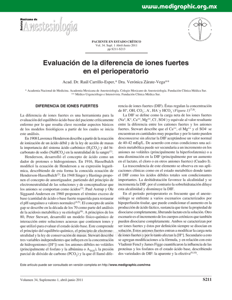 Evaluación De La Diferencia De Iones Fuertes En El