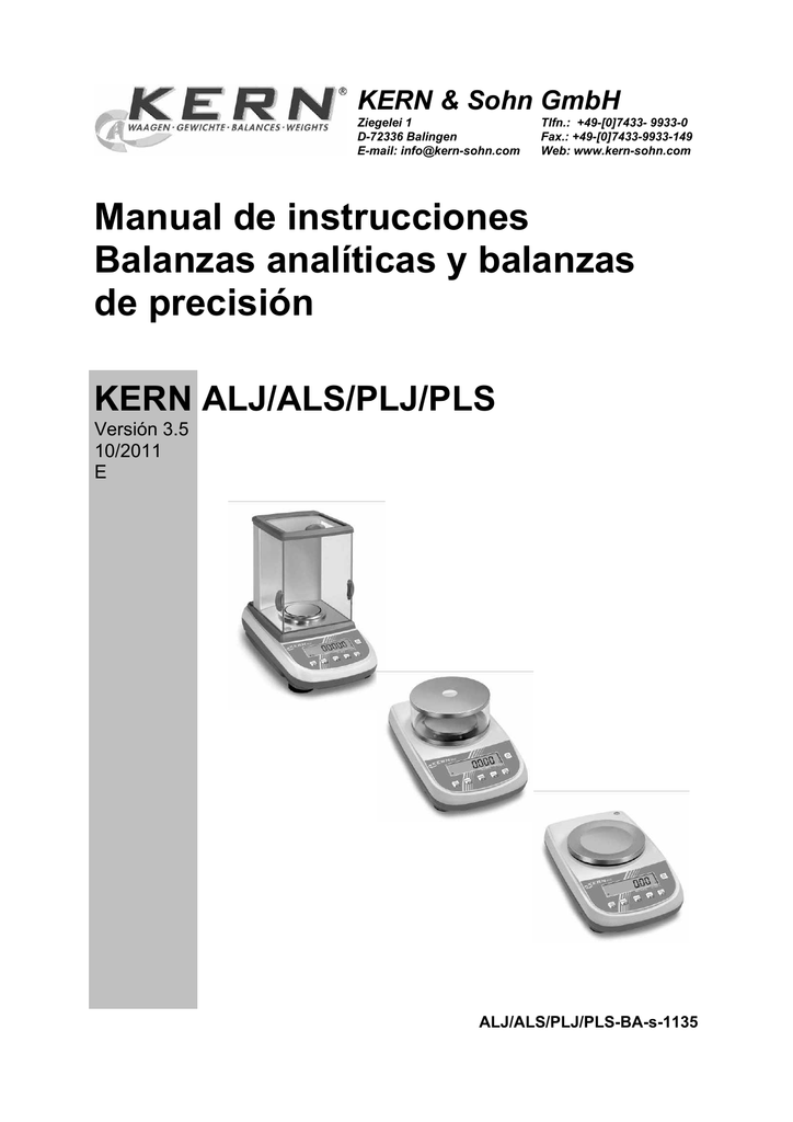 Manual De Instrucciones Balanzas Analíticas Y Balanzas De Precisión