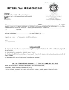 revisión plan de emergencias - Cuerpo de Bomberos de Valencia