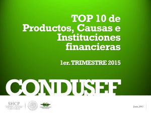 TOP 10 de Productos, Causas e Instituciones financieras