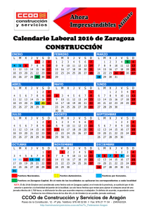 CONSTRUCCIÓN Calendario Laboral 2016 de Zaragoza