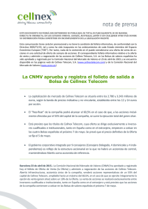 La CNMV aprueba y registra el folleto de salida a Bolsa de Cellnex