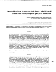 Evaluación del crecimiento, factor ¡le conversión de alimento y