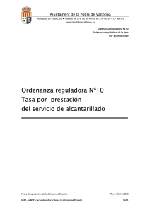 Ordenanza reguladora Nº10 Tasa por prestación del servicio de