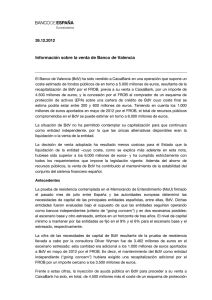Información sobre la venta de Banco de Valencia