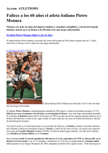 Fallece a los 60 años el atleta italiano Pietro Mennea