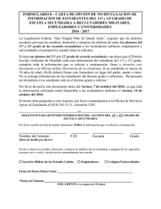 FORMULARIO 8 – CARTA DE OPCION DE NO DIVULGACION DE