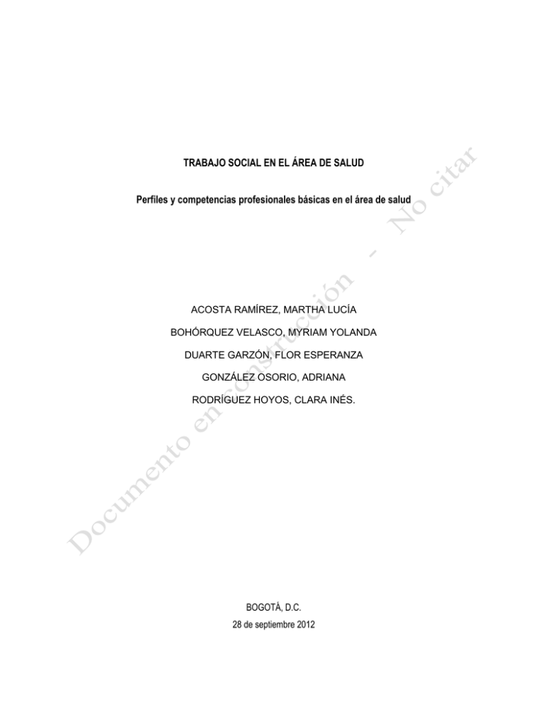 Trabajo Social En Salud - Ministerio De Salud Y Protección Social