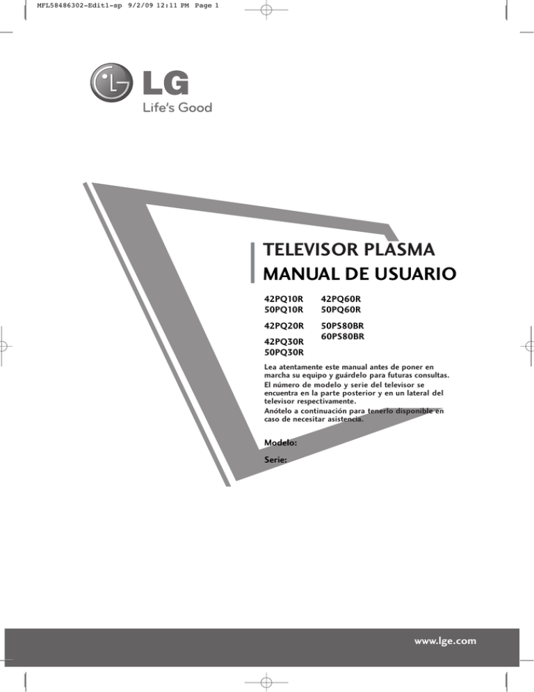 Televisor Plasma Manual De Usuario