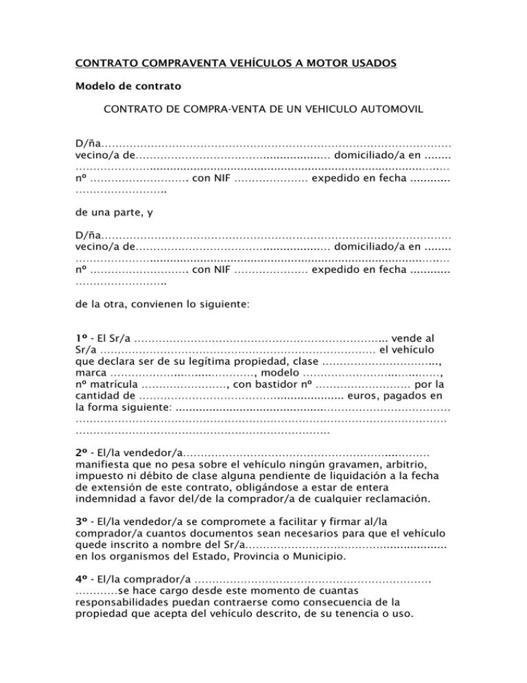 Contrato Compraventa VehÍculos A Motor 8497