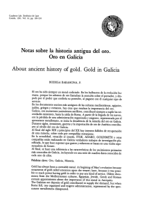 Notas sobre la historia antigua del oro. Oro en Galicia About