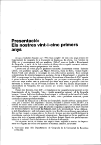 Presentació: Els nostres vint-i-cinc primers anys