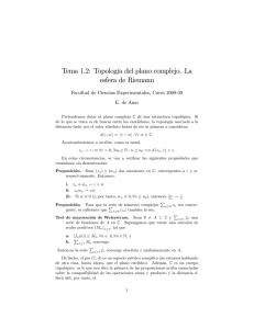 Tema 1.2: Topología del plano complejo. La esfera de Riemann