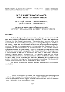 IN THE ANALYSIS OF BEHAVIOR, WHAT DOES "DEVELOP" MEAN?