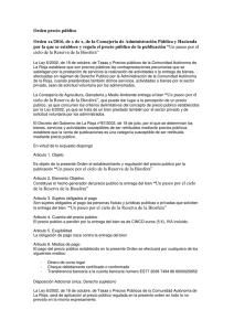 Orden precio público Orden xx/2016, de x de x, de la Consejería de