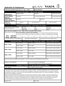 Application for Emp Application for Employment ation for