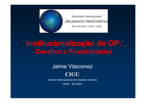 Institucionalização do OP: Desafios e Possibilidades