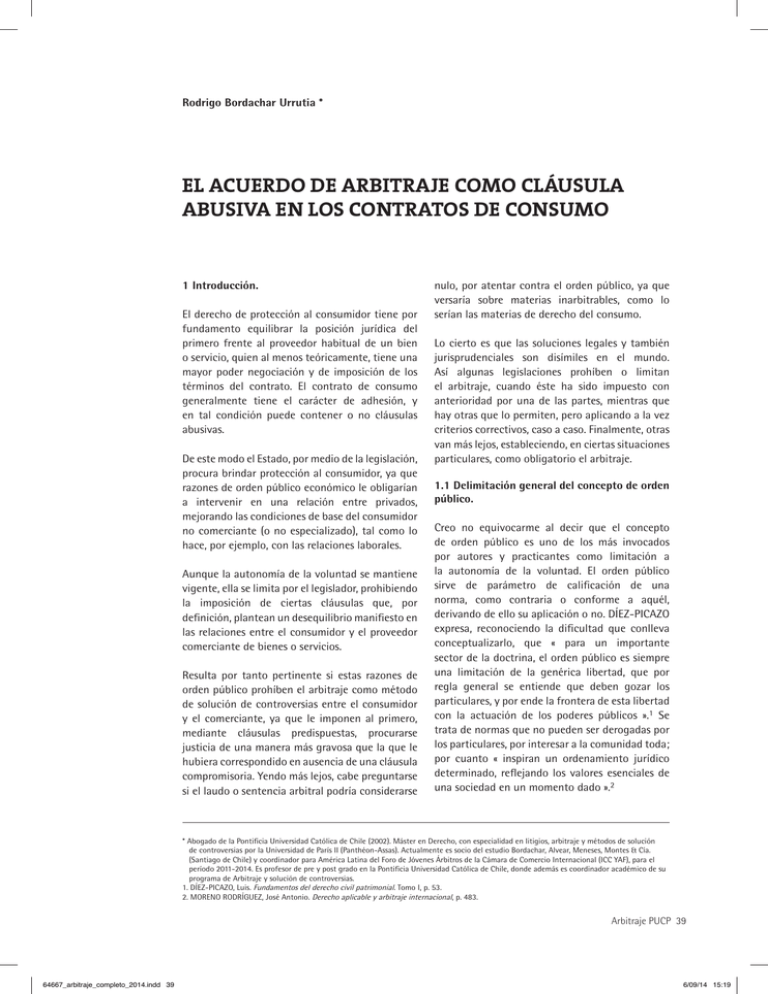 EL ACUERDO DE ARBITRAJE COMO CLÁUSULA ABUSIVA EN