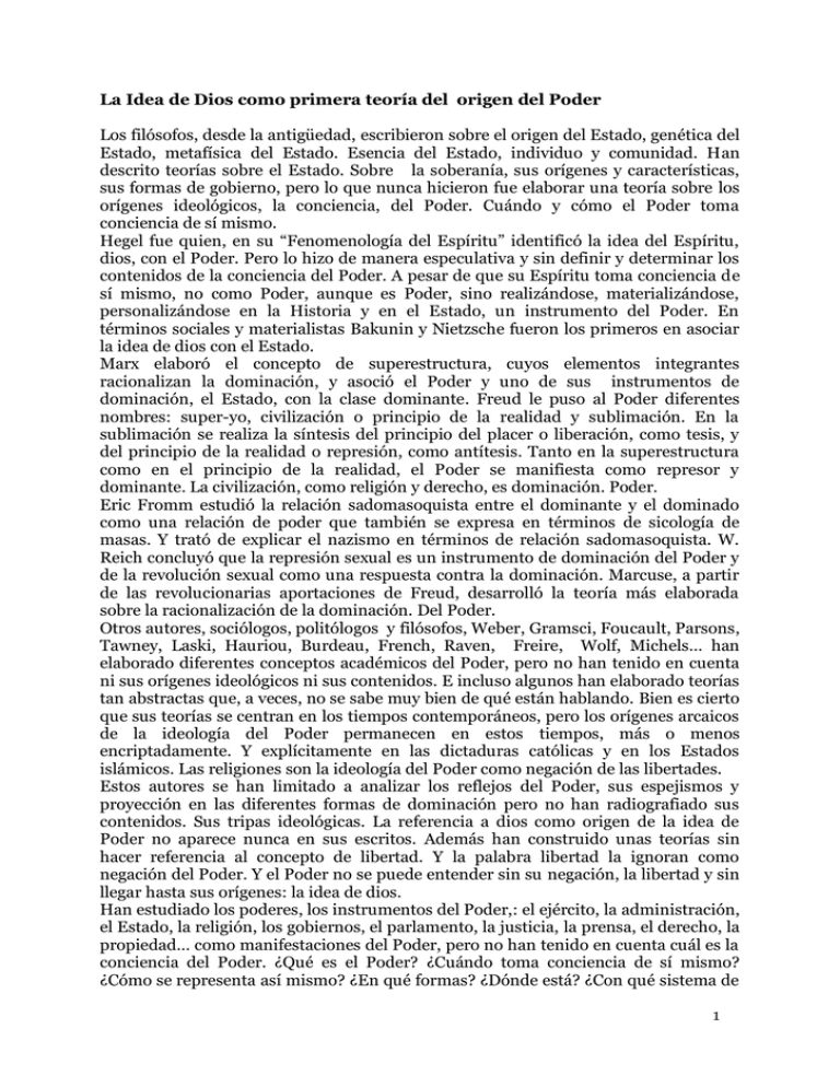 1 La Idea De Dios Como Primera Teor a Del Origen Del Poder Los