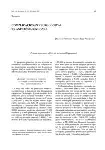 Complicaciones neurológicas en Anestesia Regional