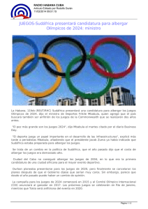 JUEGOS-Sudáfrica presentará candidatura para albergar Olímpicos