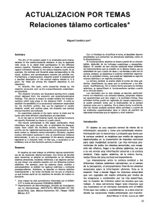 Page 1 ACTUALIZACION POR TEMAS Relaciones tálamo corticales