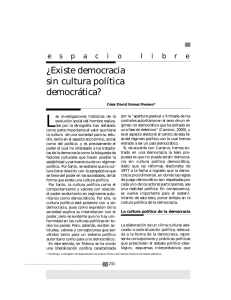 ¿Existe democracia sin cultura política democr á tica