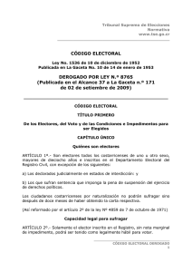 Código electoral (derogado) - Tribunal Supremo de Elecciones
