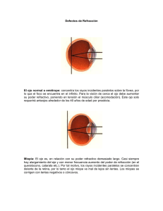 Defectos de Refracción El ojo normal o emétrope: concentra los