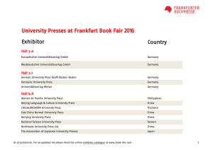 Exhibitor Country University Presses at Frankfurt Book Fair 2016