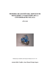 MEMORIA DE GESTIÓN DEL SERVICIO DE MENSAJERÍA Y