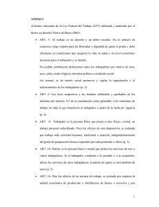 1 ANEXO 1 Art&iacute;culos relevantes de la Ley Federal del Trabajo (LFT