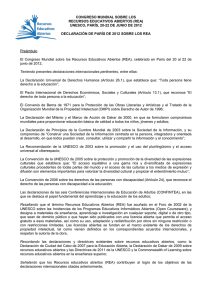 Declaración de Paris sobre los Recursos Educativos Abiertos