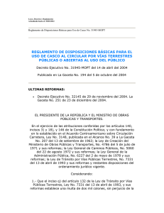 Reglamento de Disposiciones B&aacute;sicas para el Uso de Casco