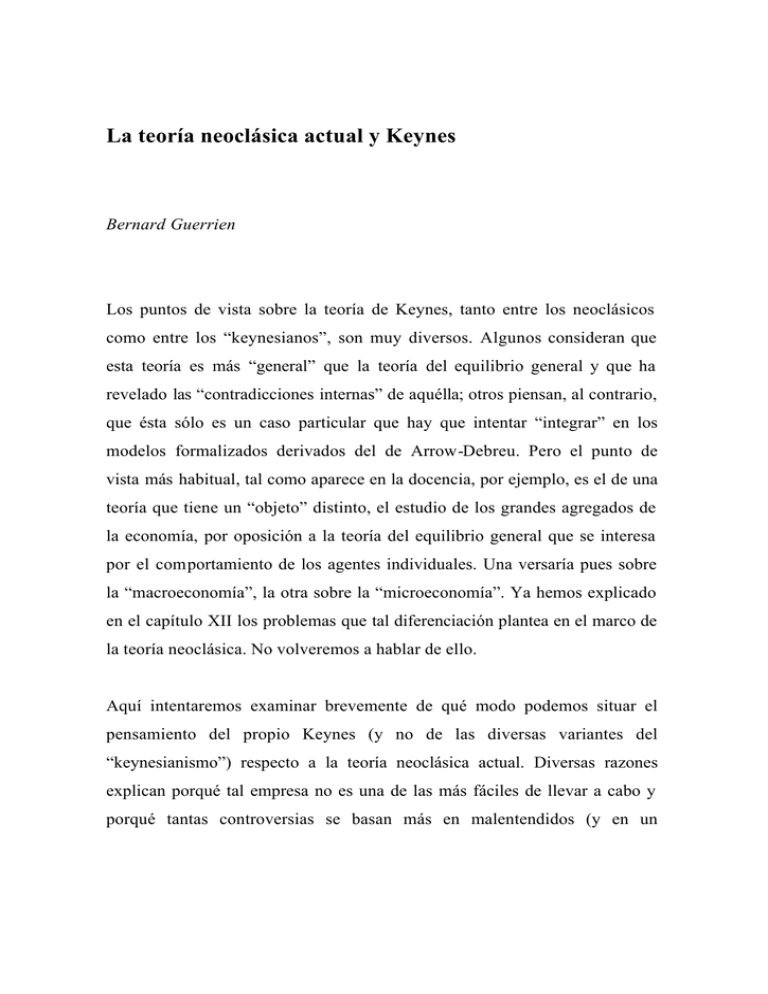 La Teoría Neoclásica Actual Y Keynes