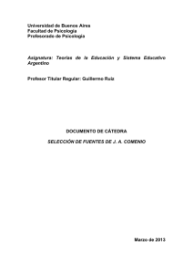 Documento de Cátedra ( 2013). Fuentes de J.A. Comenio. Selección.