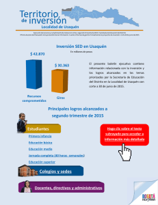 Inversión SED en Usaquén Principales logros alcanzados a