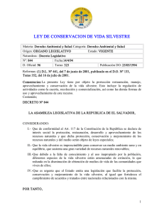 LEY DE CONSERVACION DE VIDA SILVESTRE