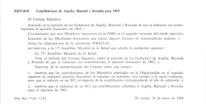 EB33.R43 Contribuciones de Argelia, Burundi y Rwanda para 1962