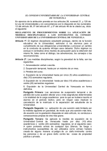 Medidas Disciplinarias - Universidad Central de Venezuela