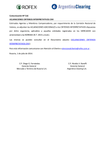 01/07/2014 ACLARACIONES CRITERIOS INTERPRETATIVOS CNV