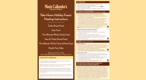 Take-Home Holiday Feasts* Heating Instructions