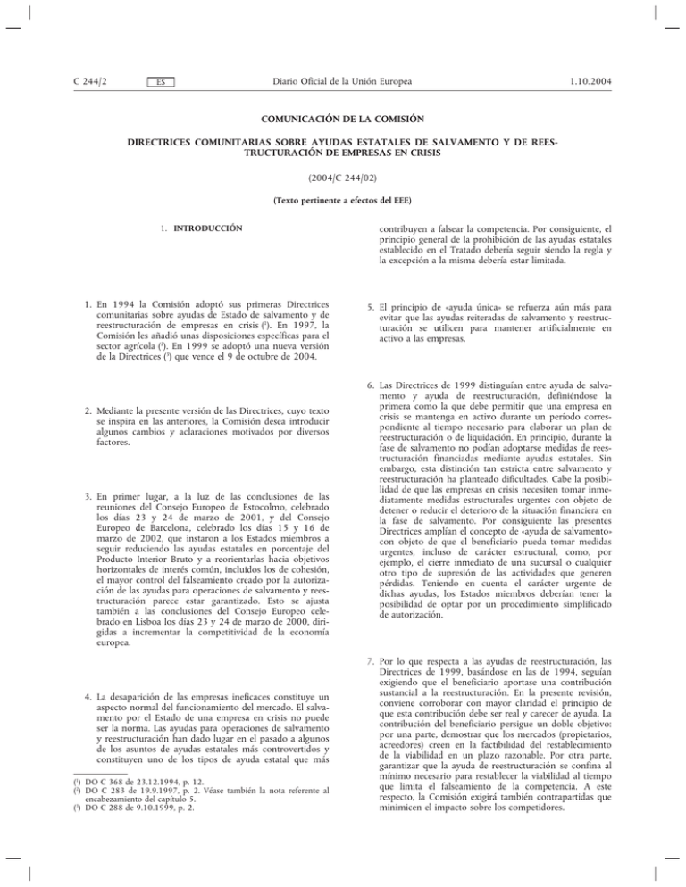 COMUNICACI N DE LA COMISI N DIRECTRICES