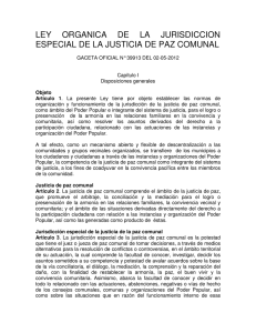 ley organica de la jurisdiccion especial de la justicia de paz comunal