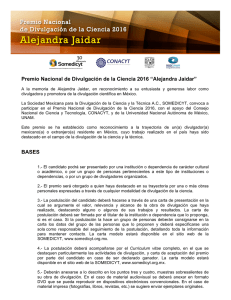 Premio Nacional de Divulgación de la Ciencia 2016 “Alejandra Jaidar”