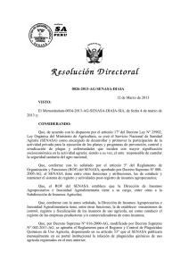Resolución Directoral Nº 0026-2013-AG-SENASA