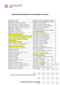 TÍTULOS CON ACCESO DIRECTO A LA COLEGIACIÓN (10